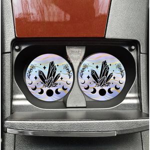 Purple Moon & Crystal Car Coasters 2 Pack